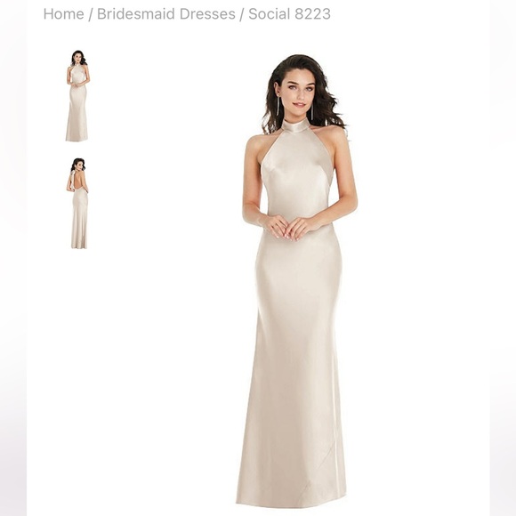 Social 8223 Satin Halter Dress - Picture 3 of 4